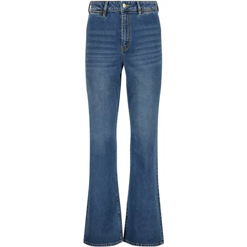 Dunkle Stone-Wash High-Waist Wide-Leg Jeans , Damen, Größe: W32 - Raizzed - Modalova