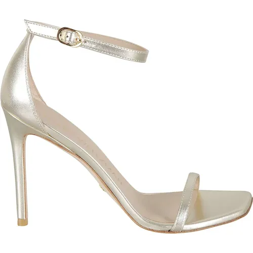 Graue Metallic-Sandalen mit hohem Absatz , Damen, Größe: 40 EU - Stuart Weitzman - Modalova