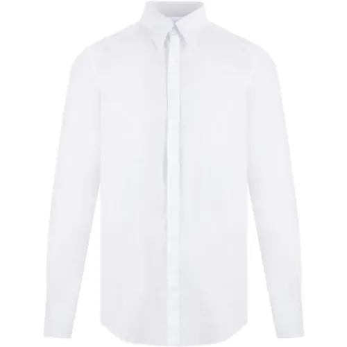 Weißes Baumwollpopelinehemd mit Spitzem Kragen und Knopfverschluss - Dolce & Gabbana - Modalova