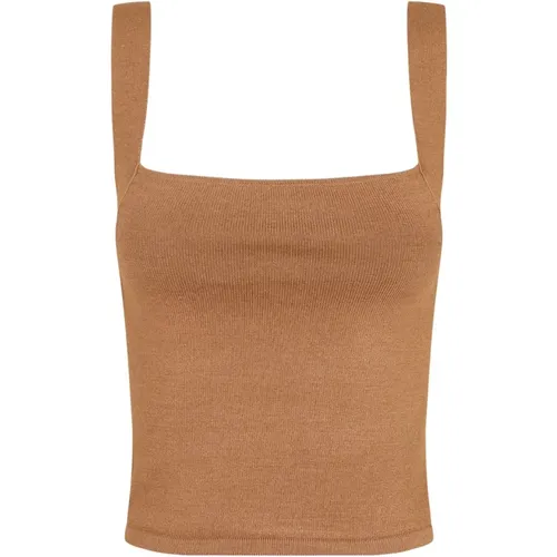 Bronze Seiden Stretch Top , Damen, Größe: XL - Cortana - Modalova