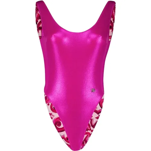 Glamorous High-Shine Swimsuit , female, Sizes: S, M - Dolce & Gabbana - Modalova