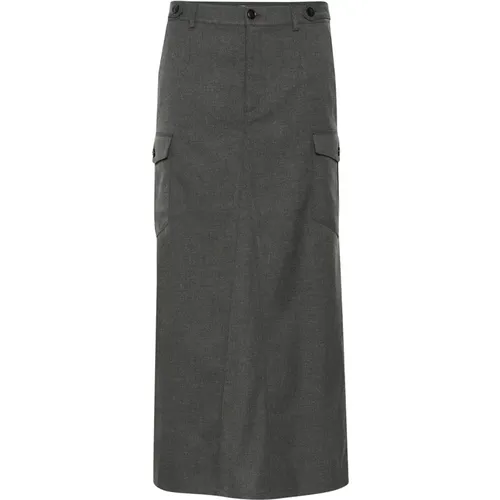 High Waist Long Skirt Dark Grey , female, Sizes: M, L, S, XS - Gestuz - Modalova