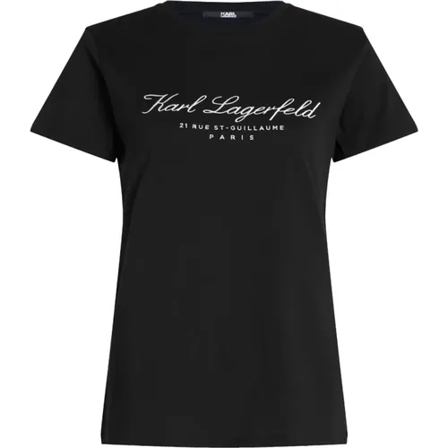 Cotton Crewneck T-Shirt , female, Sizes: M, L - Karl Lagerfeld - Modalova