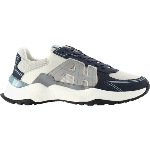 Navy Trainers with Leather Accents , male, Sizes: 9 UK, 8 UK, 10 UK - Android Homme - Modalova