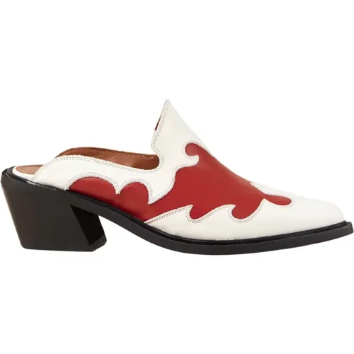 Weston Bicolor Rot Creme Leder Mules - ALOHAS - Modalova