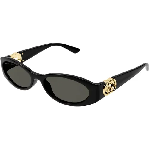 Schwarz/Graue Sonnenbrille , Damen, Größe: 54 MM - Gucci - Modalova