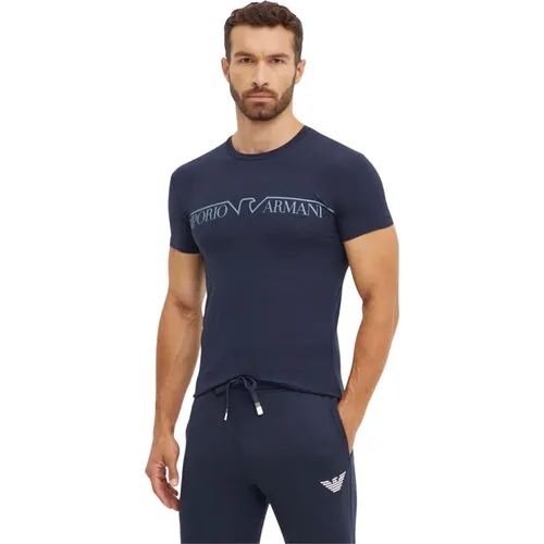 Stretch-Baumwoll-T-Shirt - Blau - Emporio Armani - Modalova