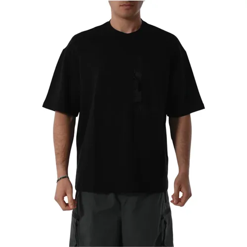 Baumwoll-T-Shirt mit Frontkontrastband - Armani Exchange - Modalova