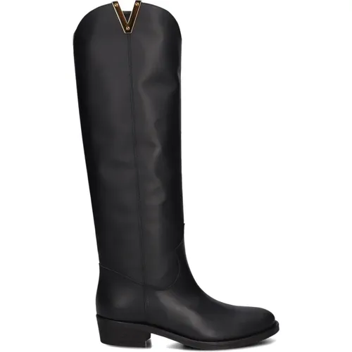 Schwarze Wildleder Malibu Stiefel , Damen, Größe: 38 EU - Via Roma 15 - Modalova