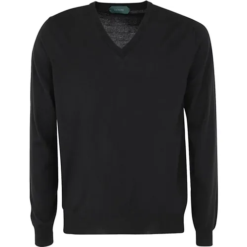 V-Neck Basic Pullover Sweater , male, Sizes: 3XL, 4XL - Zanone - Modalova