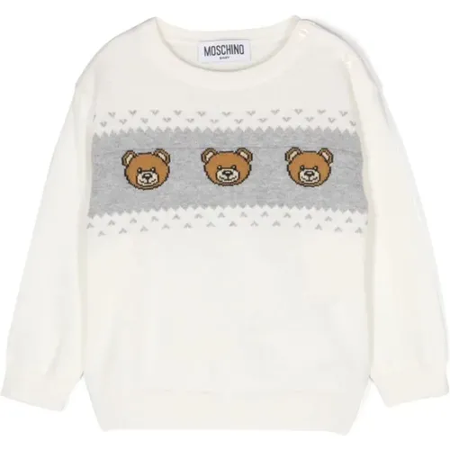 Weißer Teddybär Pullover für Kinder - Moschino - Modalova