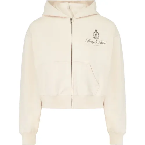 Cropped Zip Hoodie , Damen, Größe: XS - Sporty & Rich - Modalova