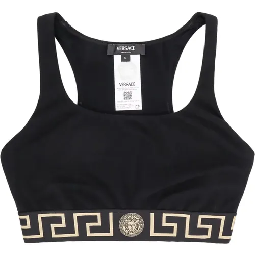 Sleeveless Crop Top with La Greca , female, Sizes: S, XS, M - Versace - Modalova