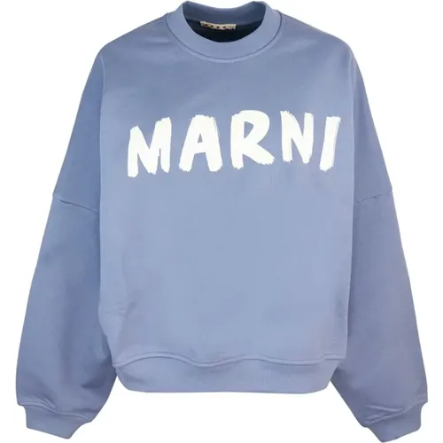 Bio-Baumwoll-Jersey-Pullover Blau , Damen, Größe: S - Marni - Modalova