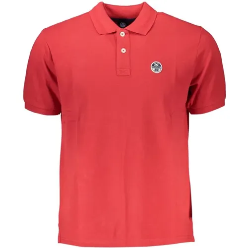 Rotes Baumwoll-Poloshirt mit Logo , Herren, Größe: S - North Sails - Modalova