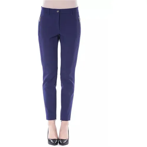 Blaue Slim Fit Hose mit Reißverschlusstaschen - Byblos - Modalova