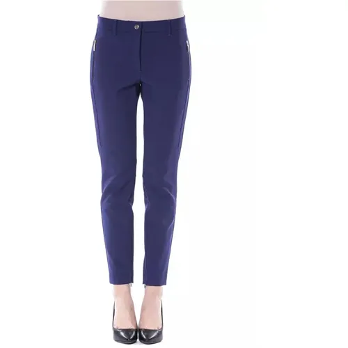 Blaue Slim Fit Hose mit Reißverschlusstaschen , Damen, Größe: M - Byblos - Modalova