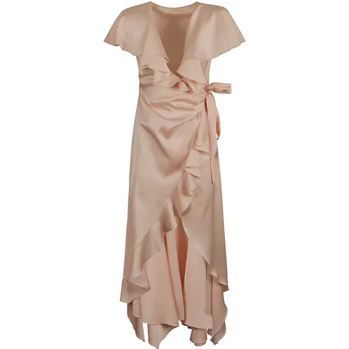Satin Wrap Dress with Ruffled Detailing , female, Sizes: 2XS, S, XS - Philosophy di Lorenzo Serafini - Modalova