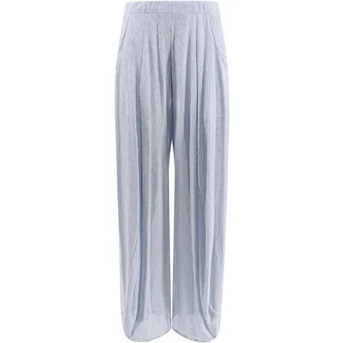 Linen Trousers Elastic Waistband , female, Sizes: S - Giorgio Armani - Modalova