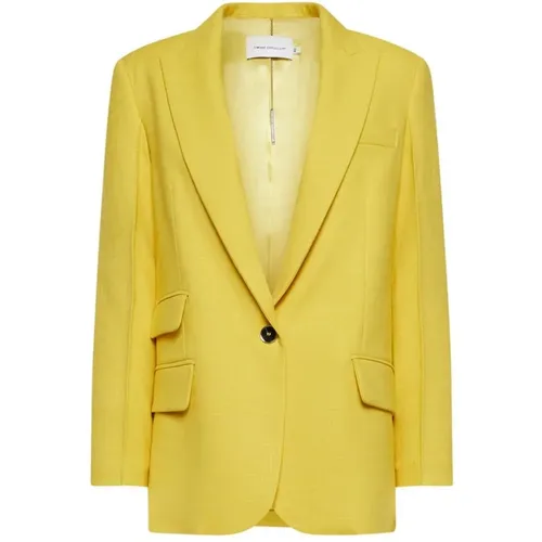 Elegant Gold Button Straight Jacket , female, Sizes: M, S, XS - Simona Corsellini - Modalova
