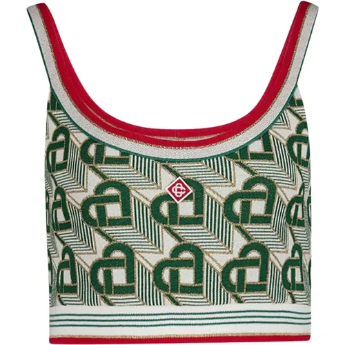 Heart Monogram-Jacquard Knitted Top , female, Sizes: S, XS - Casablanca - Modalova