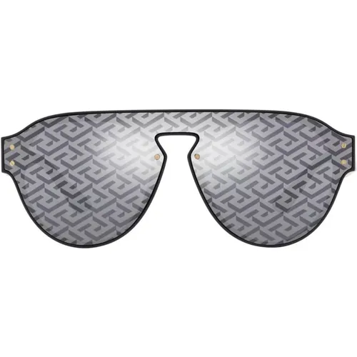 Black/Grey Blue Monogram Sunglasses - Versace - Modalova