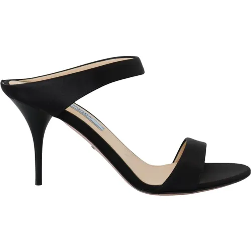 Schwarze Lederabsätze Pumps Eleganter Stil , Damen, Größe: 36 EU - Prada - Modalova