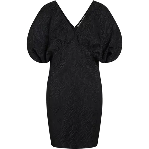 V-Neck Dress with Short Puffy Sleeves , female, Sizes: L, XS, S, M, 2XL - RUE de Femme - Modalova