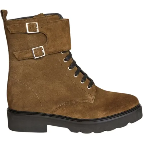 Khaki Wildleder Schnürstiefel , Damen, Größe: 37 EU - Anaki - Modalova