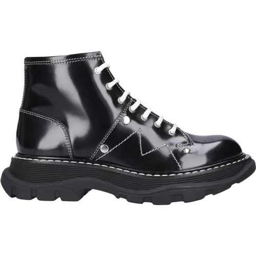 Blackberry Leather Ankle Boots , female, Sizes: 3 UK - alexander mcqueen - Modalova
