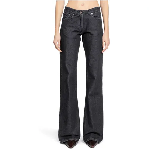 Flared Schwarze Jeans mit Gürtelschlaufen , Damen, Größe: XS - Knwls - Modalova