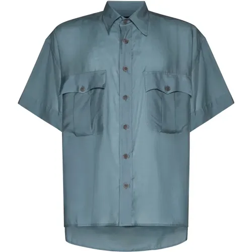 Lyocell Blend Shirt , male, Sizes: M, XL - Giorgio Armani - Modalova