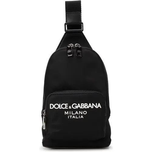 Nylon Shoulder Backpack with Logo , male, Sizes: ONE SIZE - Dolce & Gabbana - Modalova