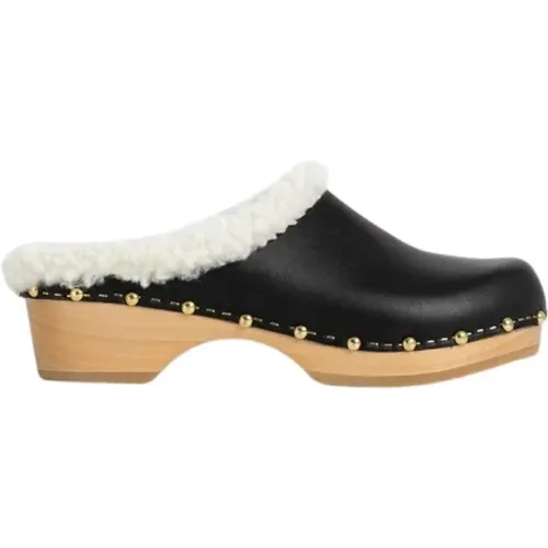 Golden Nailed Wood and Leather Clogs , female, Sizes: 7 UK, 6 UK - Youyou - Modalova