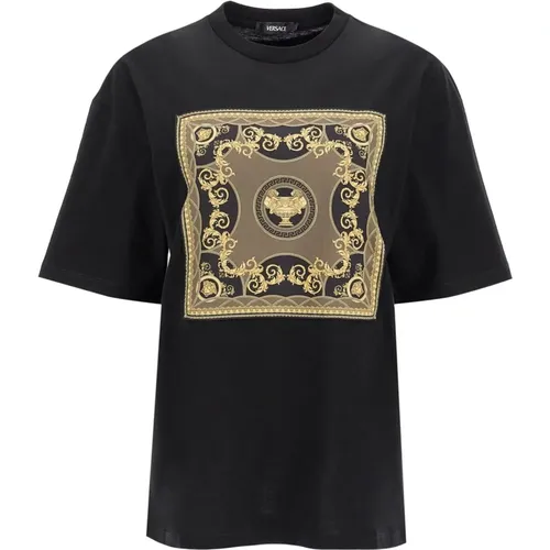 Scarf-Style T-Shirt with Logo Print , female, Sizes: 2XS - Versace - Modalova