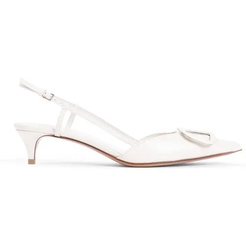 Nude Neutral Leather Slingback Heels , female, Sizes: 3 UK - Valentino Garavani - Modalova