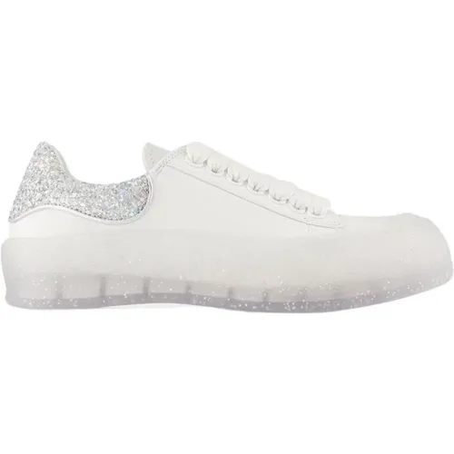 Weiße Leder Deck Plimsoll Sneakers , Damen, Größe: 41 EU - alexander mcqueen - Modalova