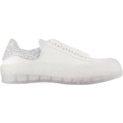 Weiße Leder Deck Plimsoll Sneakers , Damen, Größe: 39 EU - alexander mcqueen - Modalova