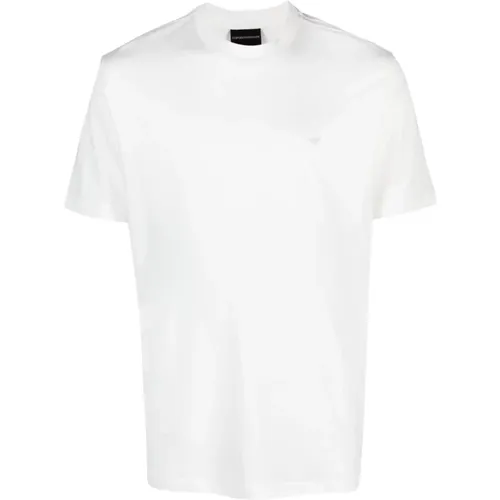 Logo-Print Rundhals T-Shirt - Weiß , Herren, Größe: M - Emporio Armani - Modalova