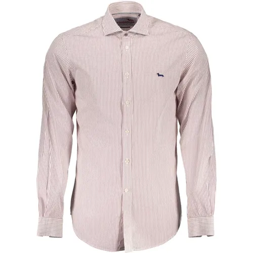 Narrow Fit Long Sleeve Cotton Shirt with Contrasting Details , male, Sizes: XL, 2XL - Harmont & Blaine - Modalova