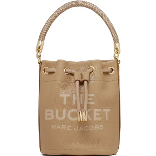 Camel Leather Bucket Bag with Logo , female, Sizes: ONE SIZE - Marc Jacobs - Modalova