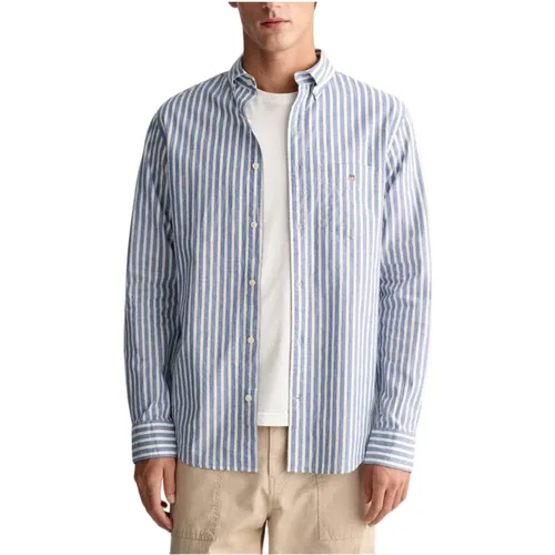 REG Cotton Linen Stripe Shirt , male, Sizes: 2XL, L, 3XL, S - Gant - Modalova