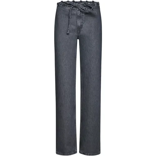 Graue Spitzen-Detail Straight Leg Jeans - Filippa K - Modalova