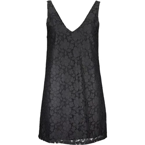 Kontrastdetail V-Ausschnitt Kurzes Kleid , Damen, Größe: S - Desigual - Modalova