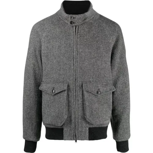 Herringbone Grey Wool Pocket Pattern , male, Sizes: L, 4XS - Baracuta - Modalova