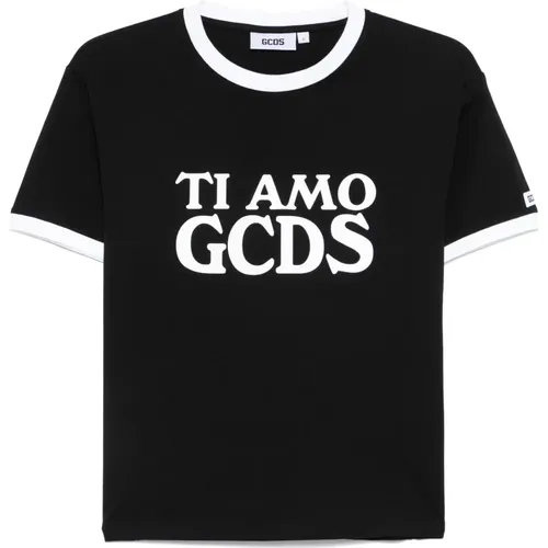 Schwarzes Ti Amo T-Shirt für Frauen , Damen, Größe: L - GCDS - Modalova