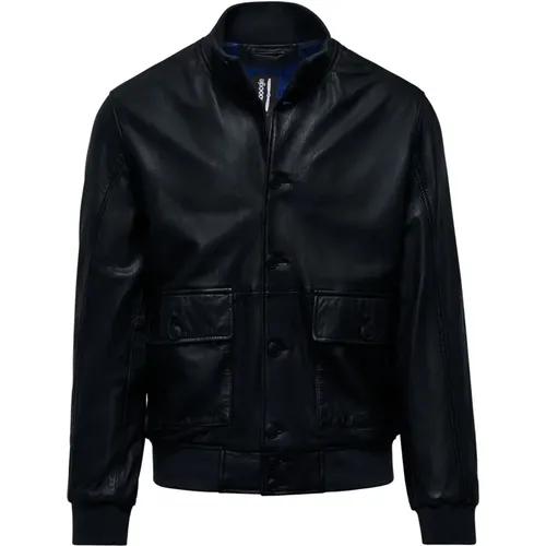 Modern Leather Bomber Jacket , male, Sizes: 3XL, M, 2XL - BomBoogie - Modalova