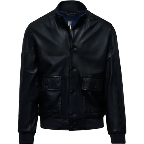 Modern Leather Bomber Jacket , male, Sizes: M - BomBoogie - Modalova