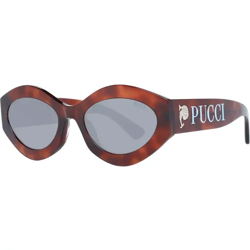 Braune ovale Sonnenbrille für Frauen - EMILIO PUCCI - Modalova