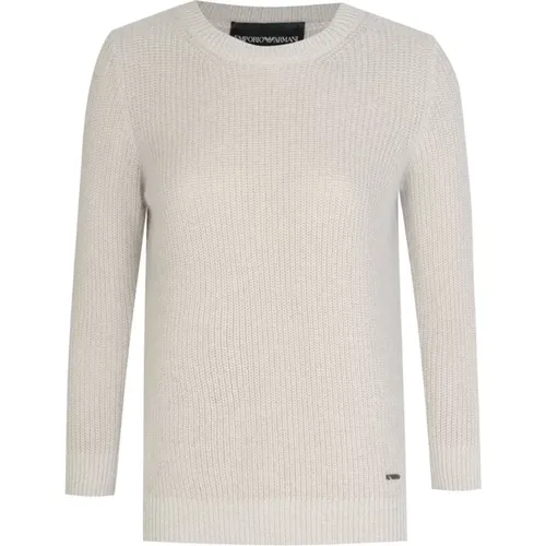 Knit Clothing, Wool Knit Sweater in Grey , female, Sizes: S - Emporio Armani - Modalova